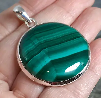 Chunky 925 Silver MALACHITE Pendant 14g P841~Silverwave*uk Jewellery • £34.99