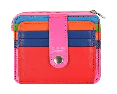 Leather Coin Pouch Zip & Card Holder Purse Genuine Leather Multi Color Pouch • £14