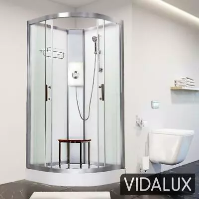 Electric Shower Cabin Enclosure Vidalux Pure E 800 X 800 White  - Cold Feed Only • £909