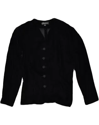 SUPERIOR Womens 5 Button Velvet Blazer Jacket IT 42 Medium Black Viscose LW06 • £15.09