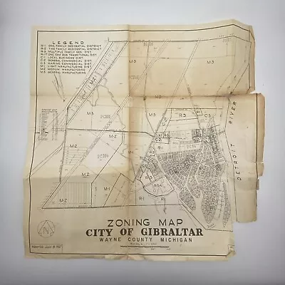 Vintage 1957 Gibraltar Michigan Zoning Map • $20