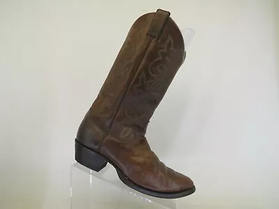 Justin Brown Leather Cowboy Western Boots Mens Size 8.5 D • $41.99