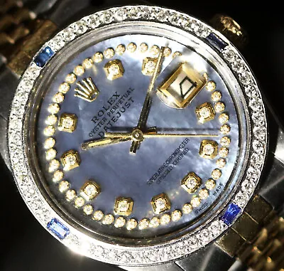 Rolex Mens Datejust Two Tone Mother Of Pearl Diamond String Dail • $7269.78