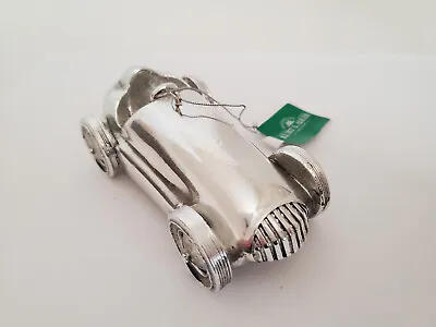 Rare Kurt Adler Silver Metal Vintage Race Car Ornament - 4  • $10