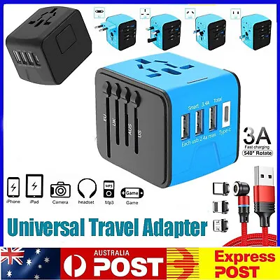 International Universal Travel Adapter 3 USB &Type-C Outlet Converter Plug Power • $23.99