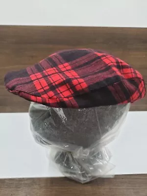 VINTAGE Red Plaid Golf Hat Outdoor Cap Size S/M With Front Snap • $10.93
