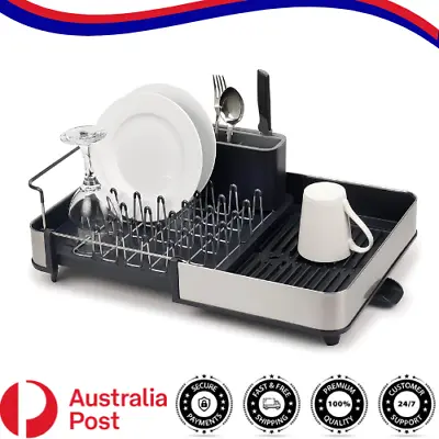 Joseph Joseph Expandable Extend Dish Drying Rack Cutlery Drainer Spout Grey • $140