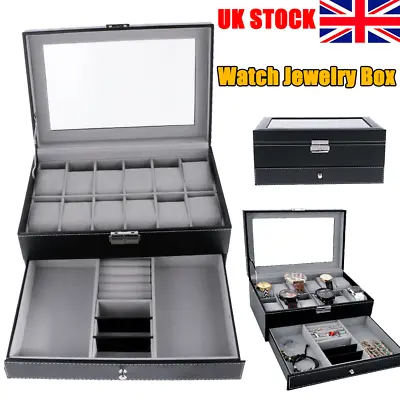 £26.97 • Buy 12 Grids Display Watch Box Case Organizer For Women Men Jewelry Storage