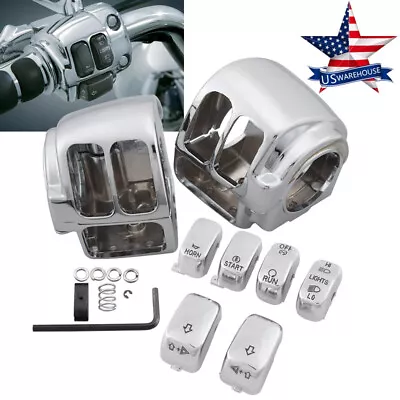 Chrome Hand Control Switch Housing Cover Handle Button Caps For Harley Touring • $39.97