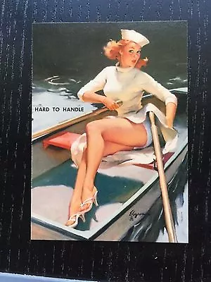 Elvgren PINUP Girl Card -  Hard To Handle - Brown & Bigelow • $5.95