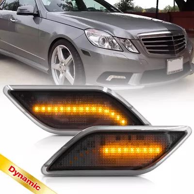 Smoked Dynamic Amber LED Bumper Side Marker Light For 10-13 Benz W212 E-Class 2X • $43.49