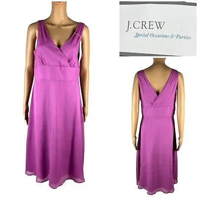 J Crew Womens 12 Dress Sophia 100% Silk Chiffon Sleeveless Purple NWT (stains) • $59.98