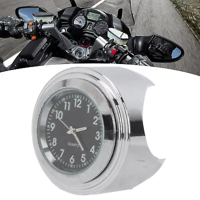 Black Motorcycle Mount Clock Round Watch Aluminum Waterproof Luminous For 7/8i⁺ • $11.35