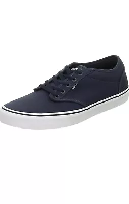 Vans Mens Atwood Low Top Casual Canvas Trainers Shoes (Navy/White) • £48