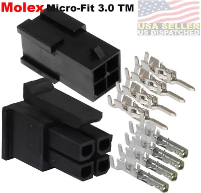  Molex (4 Circuits) Male & Female Housing W/ Pins 20-24 AWG Micro-Fit 3.0™ • $6.35