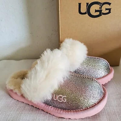 New Toddlers Girls Sz 10 Metallic Rainbow Ugg Cozy Ii Glitter Slippers 1130433k • $59.46