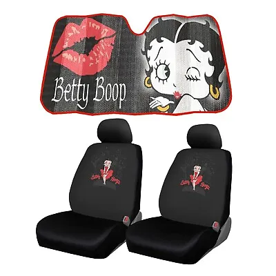 $69.96 • Buy New Skyline Betty Boop Car Truck Front Seat Covers Headrest Covers Sunshade Set