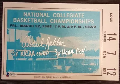 Kareem Abdul Jabbar Autographed Mega Ticket UCLA - Beckett Witness COA - 2 Ins. • $305.99