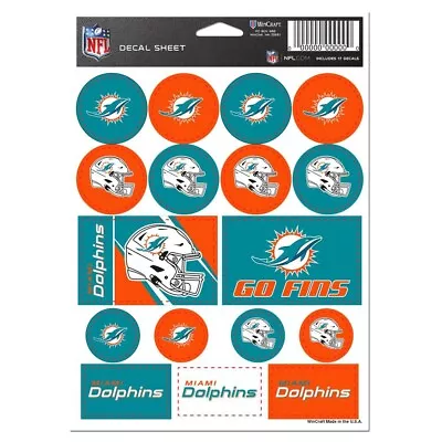 Miami Dolphins 17 Logo Vinyl Stickers Sheet New Wincraft 👀 • $8