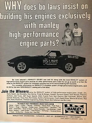 $4.50 • Buy Vintage 1970 Chevrolet Corvette Manley Racing Parts Original Ad