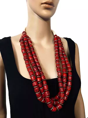 N7600B Heavy Glass Multi Strand Gypsy Naga Ethnic Handmade BOLD NECKLACE Women • $17.99