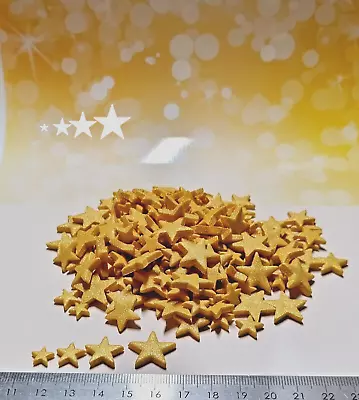 200 Mixed Size Gold Sparkle Edible Stars Cake Cupcake Sprinkles • £6.49