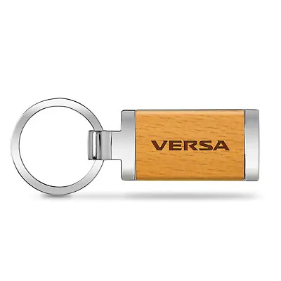 For Nissan Versa Laser Engraved Maple Wood Chrome Metal Trim Key Chain • $21.99