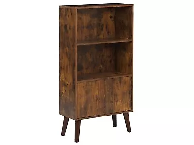 Industrial Bookcase Dark Wood 2 Tiers Shelves Cabinet Storage Vicosa • £129.99