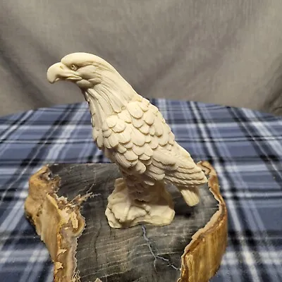 Amilcare Santini Eagle Statue Sculpture White Bonded Alabaster Italy Signed • $35.95