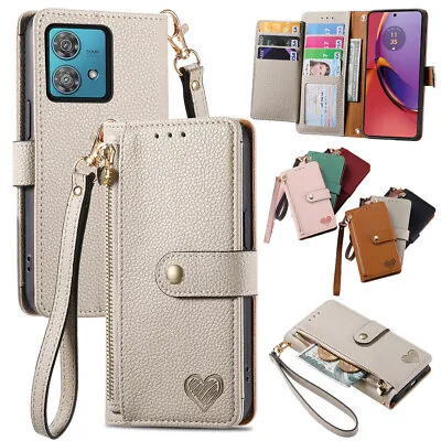 For Motorola X40 G84 5G G73 G62 G54 Leather Wallet Phone Case With Wrist Strap • $12.54