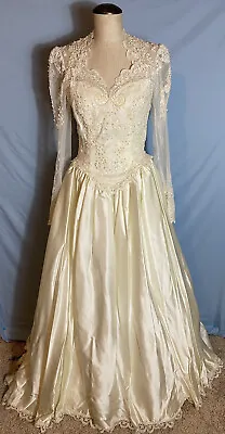 Vintage Size 10 Elegant Victorian Beaded Sequins Wedding Gown Ivory NWT NEW • $159