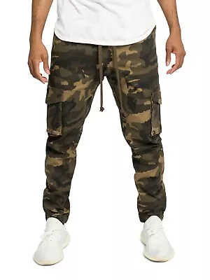 Victorious Men's Elastic Waist Drop Crotch Twill Cargo Jogger Pants JG805 • $32.95