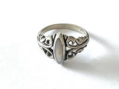 KABANA Sterling Silver Filigree Vintage RING MOP Size 5.75 Mother Of Pearl KBN • $25