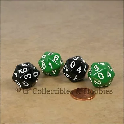 NEW Set Of 4 Black & Green D10 Twenty Sided 0 To 9 Twice Game Dice D&D RPG D10s • $4.99