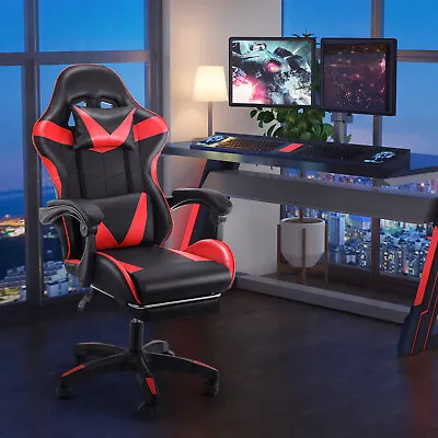 Office Chair Adjustable Ergonomic Racing Gaming Swivel Pu Leather Desk Computer • £69.99
