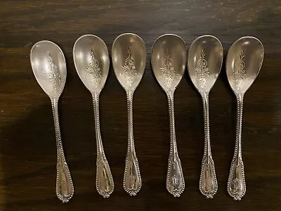 Vintage Set 6 Tea Spoons 800 Silver Monogram  Filigree Pattern • $99.99