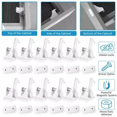 £12.95 • Buy Invisible Magnetic Baby Child Locks Pet Proof Cupboard Drawer Safety Lock Catch