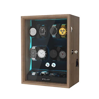 Automatic 8 Watch Winder With 4 Storage Box LED With Quiet Mabuchi Motors Grain • $219.99