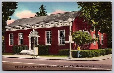 Post Office Quakertown Pa Linen Postcard • $7.99