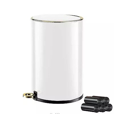 Round Metal Trash Can With Lid And Pedal 2 Gallon Garbage Container Bin With ... • $57.91