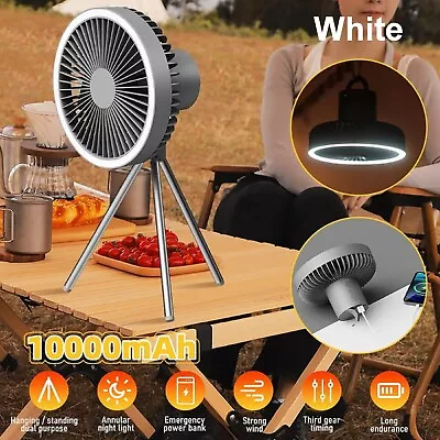 USB Portable Fan Tent Lamp Outdoor Camping Rechargeable Hook LED Fan Caravan Fan • $56.99