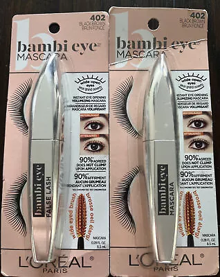 LOREAL BAMBI EYE MASCARA 402 Black Brown 2pk • $12