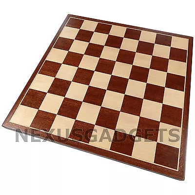 Emar Chess MEDIUM 13 Inch BOARD ONLY Mahogany Maple Inlaid Wood Flat Game Set • $49.99