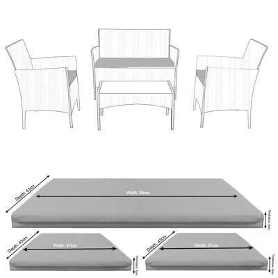 £31.99 • Buy Replacement 3pc Cushion Pad Set Rattan Furniture Set Zip Cover Made In England