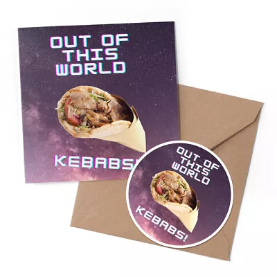 1 X Greeting Card & 10cm Sticker Set - Funny Kebab Wrap Takeaway Menu #63118 • £4.99