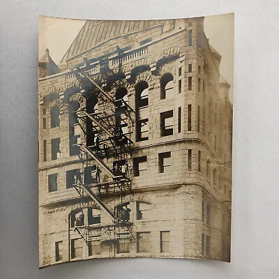 Vintage Building Photo Photograph Print Men On Fire Escape Antique Montreal ? • $49.99