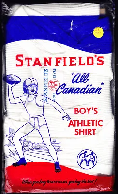 VINTAGE BOY'S  ATHLETIC SHIRT - Stanfield's  Superb Graphics - Football - Retro • $21.90