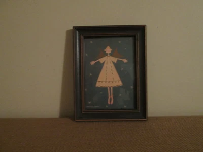 $12.50 • Buy WARREN KIMBLE Angel Ballerina  Framed Folk Art Print Pink Slippers ~ 8.5” X 6.5”