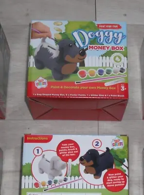 Paint Your Own Dog Piggy Bank Ceramic Money Box Kids Crafts Gift Stocking Filler • £6.99