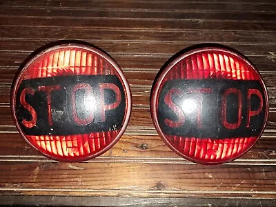 Vintage Red Glass STOP Light Red Tail Lights Bus STOP Light Brake Lights Rat Rod • $119.95